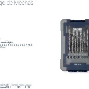 Mecha BREMEN® de Acero Rápido [Juego x 19Pzs](1-10mm) Plus