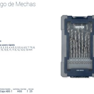 Mecha BREMEN® de Acero Rápido [Juego x 25Pzs](1-13mm) Plus