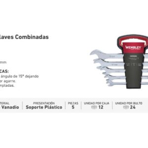 JUEGO DE LLAVES COMBINADAS WEMBLEY® (5Pzs) 10,11,13,17,19