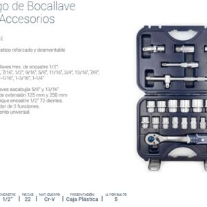 BOC.JGO Enc.1/2" x 22 Pzs con Accesorios (SAE) BREMEN®