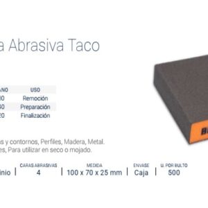 ESPONJA ABRASIVA BREMEN® TACO GRANO FINO 100x 70 x 25