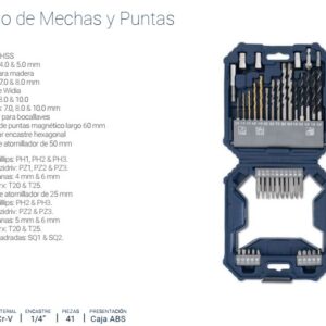 MECHAS Y PUNTAS EN JUEGO Encastre 1/4" (41 PZS) BREMEN®