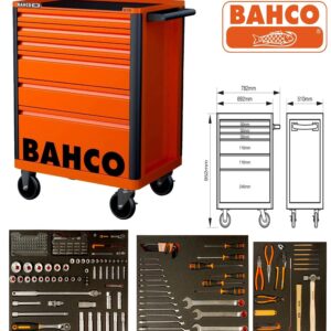CARRO DE 26 C/6 CAJONES NARANJA 693MM X510MMX955MM 1472K6